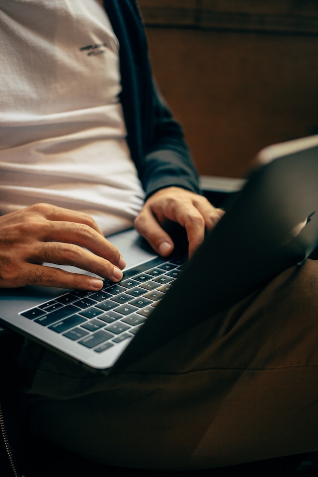 Person working on a laptop