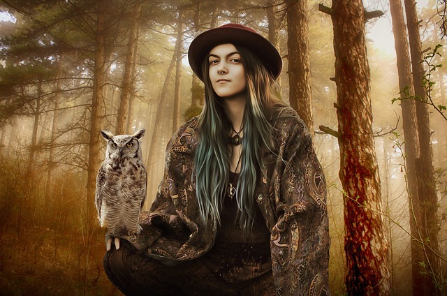 Woman with an owl